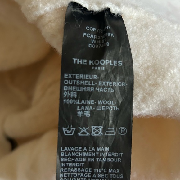 The Kooples Thick Wool Cable Knit V-Neck Button Up Cardigan Sweater Ivory size 2 - Picture 3 of 8